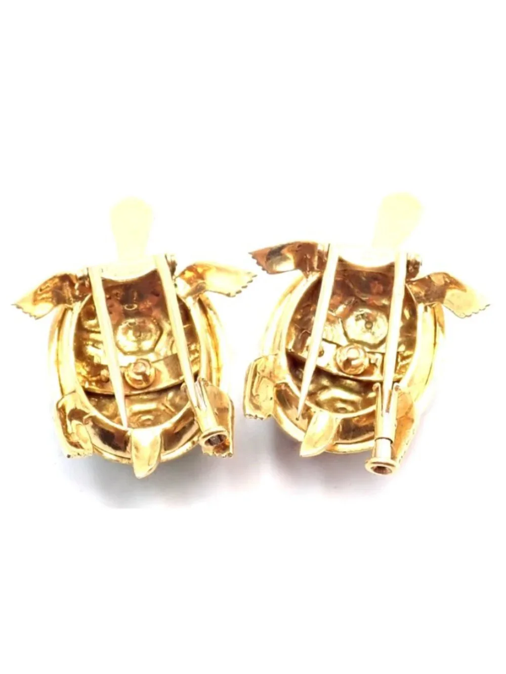 Vintage! Boucheron France 18k Yellow Gold Enamel Set Of Two Turtle Brooches